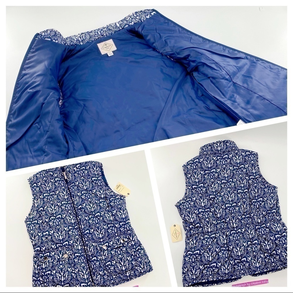 St. Johns Bay Navy Blue Woodland  quilted Vest szS